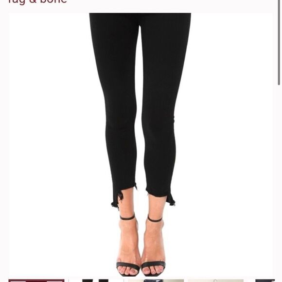 Rag & Bone 10 inch Capri Black Destroyed Hem‎ Jeans Size 6 - Picture 5 of 14
